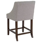 Tabouret de comptoir en bois de 24 po de hauteur de la série Carmel de Flash Furniture avec garniture cloutée décorative