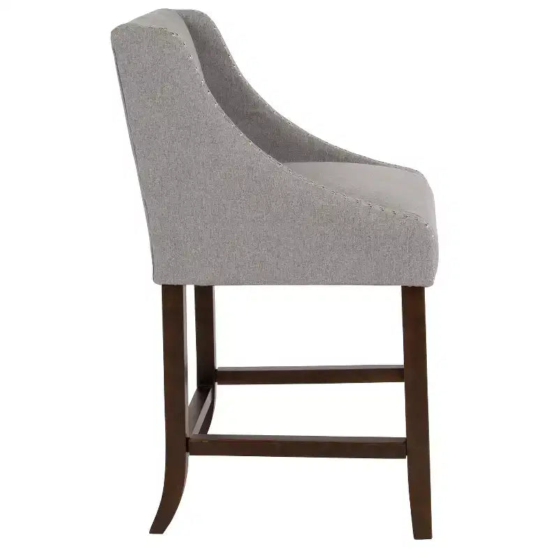 Tabouret de comptoir en bois de 24 po de hauteur de la série Carmel de Flash Furniture avec garniture cloutée décorative