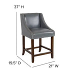 Tabouret de comptoir en bois de 24 po de hauteur de la série Carmel de Flash Furniture avec garniture cloutée décorative