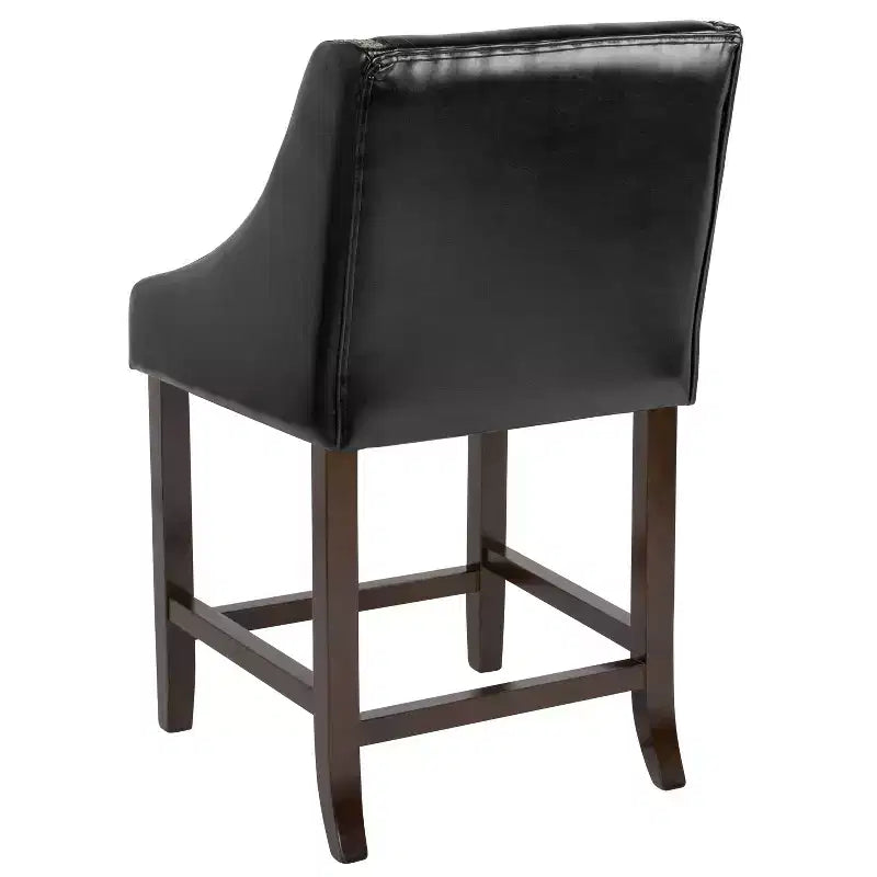 Tabouret de comptoir en bois de 24 po de hauteur de la série Carmel de Flash Furniture avec garniture cloutée décorative
