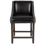 Tabouret de comptoir en bois de 24 po de hauteur de la série Carmel de Flash Furniture avec garniture cloutée décorative