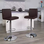 Tabouret de bar contemporain Flash Furniture en vinyle, hauteur réglable, avec dossier à panneaux et base chromée