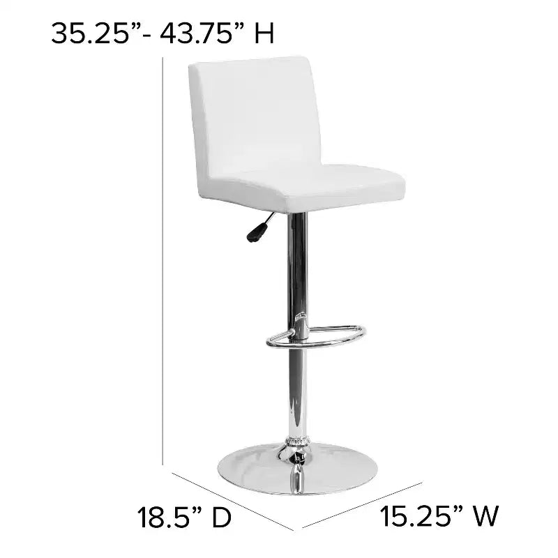 Tabouret de bar contemporain Flash Furniture en vinyle, hauteur réglable, avec dossier à panneaux et base chromée