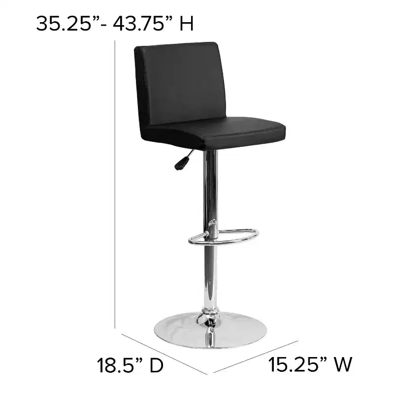 Tabouret de bar contemporain Flash Furniture en vinyle, hauteur réglable, avec dossier à panneaux et base chromée