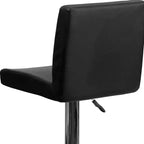 Tabouret de bar contemporain Flash Furniture en vinyle, hauteur réglable, avec dossier à panneaux et base chromée