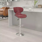Tabouret de bar contemporain et confortable en vinyle mi-dossier, réglable en hauteur, avec base chromée de Flash Furniture
