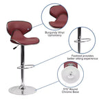 Tabouret de bar contemporain et confortable en vinyle mi-dossier, réglable en hauteur, avec base chromée de Flash Furniture