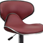 Tabouret de bar contemporain et confortable en vinyle mi-dossier, réglable en hauteur, avec base chromée de Flash Furniture
