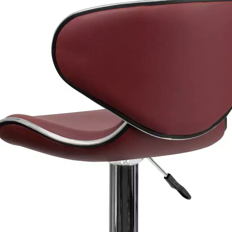 Tabouret de bar contemporain et confortable en vinyle mi-dossier, réglable en hauteur, avec base chromée de Flash Furniture