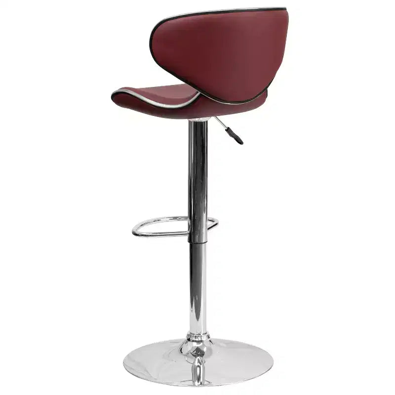 Tabouret de bar contemporain et confortable en vinyle mi-dossier, réglable en hauteur, avec base chromée de Flash Furniture