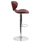 Tabouret de bar contemporain et confortable en vinyle mi-dossier, réglable en hauteur, avec base chromée de Flash Furniture