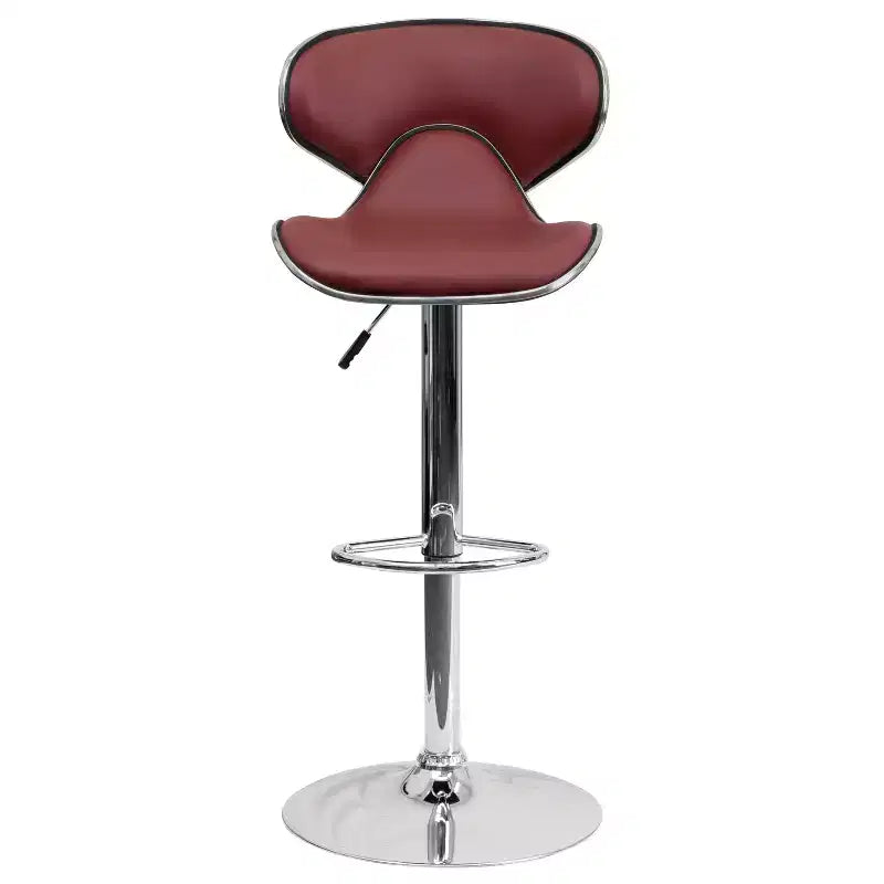Tabouret de bar contemporain et confortable en vinyle mi-dossier, réglable en hauteur, avec base chromée de Flash Furniture