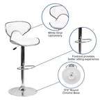 Tabouret de bar contemporain et confortable en vinyle mi-dossier, réglable en hauteur, avec base chromée de Flash Furniture