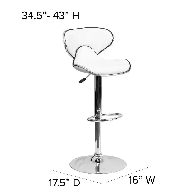 Tabouret de bar contemporain et confortable en vinyle mi-dossier, réglable en hauteur, avec base chromée de Flash Furniture