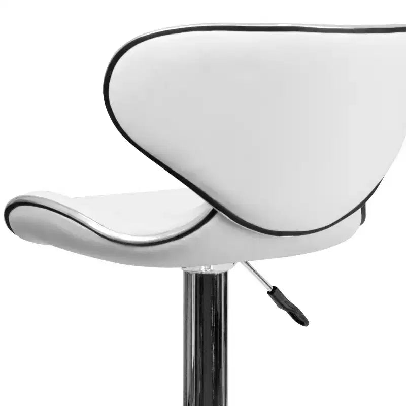 Tabouret de bar contemporain et confortable en vinyle mi-dossier, réglable en hauteur, avec base chromée de Flash Furniture