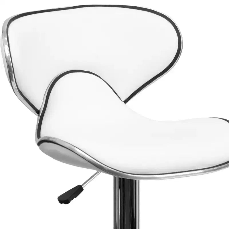 Tabouret de bar contemporain et confortable en vinyle mi-dossier, réglable en hauteur, avec base chromée de Flash Furniture