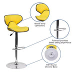 Tabouret de bar contemporain et confortable en vinyle mi-dossier, réglable en hauteur, avec base chromée de Flash Furniture