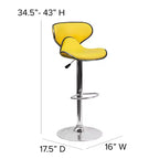 Tabouret de bar contemporain et confortable en vinyle mi-dossier, réglable en hauteur, avec base chromée de Flash Furniture