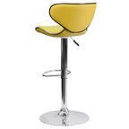 Tabouret de bar contemporain et confortable en vinyle mi-dossier, réglable en hauteur, avec base chromée de Flash Furniture