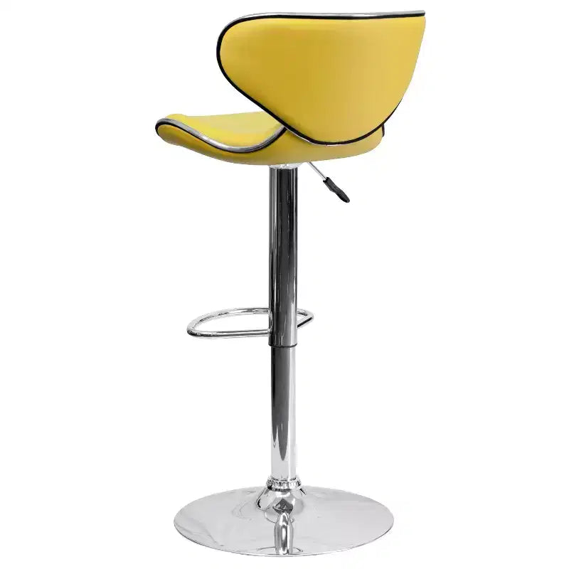 Tabouret de bar contemporain et confortable en vinyle mi-dossier, réglable en hauteur, avec base chromée de Flash Furniture