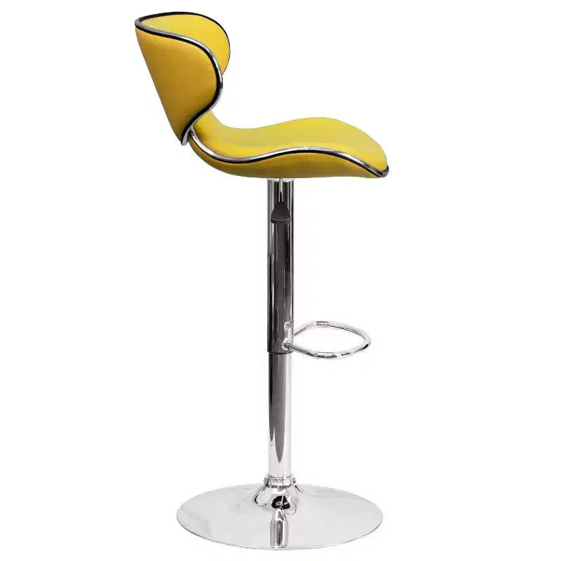 Tabouret de bar contemporain et confortable en vinyle mi-dossier, réglable en hauteur, avec base chromée de Flash Furniture