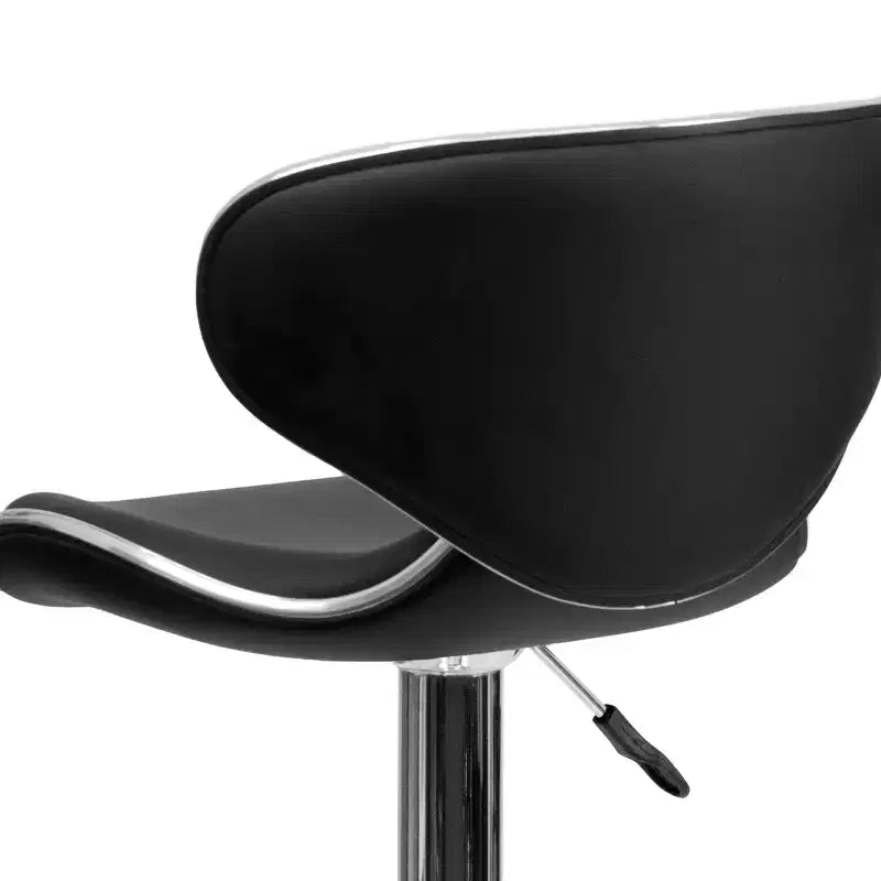 Tabouret de bar contemporain et confortable en vinyle mi-dossier, réglable en hauteur, avec base chromée de Flash Furniture