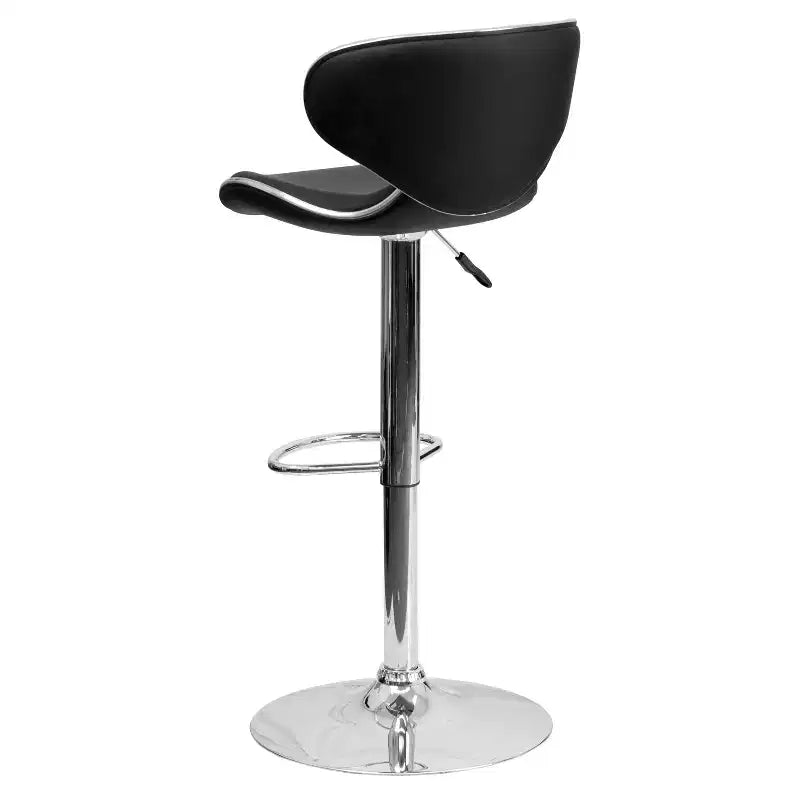 Tabouret de bar contemporain et confortable en vinyle mi-dossier, réglable en hauteur, avec base chromée de Flash Furniture