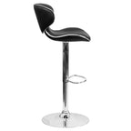 Tabouret de bar contemporain et confortable en vinyle mi-dossier, réglable en hauteur, avec base chromée de Flash Furniture