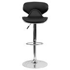 Tabouret de bar contemporain et confortable en vinyle mi-dossier, réglable en hauteur, avec base chromée de Flash Furniture