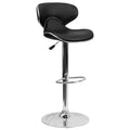 Tabouret de bar contemporain et confortable en vinyle mi-dossier, réglable en hauteur, avec base chromée de Flash Furniture