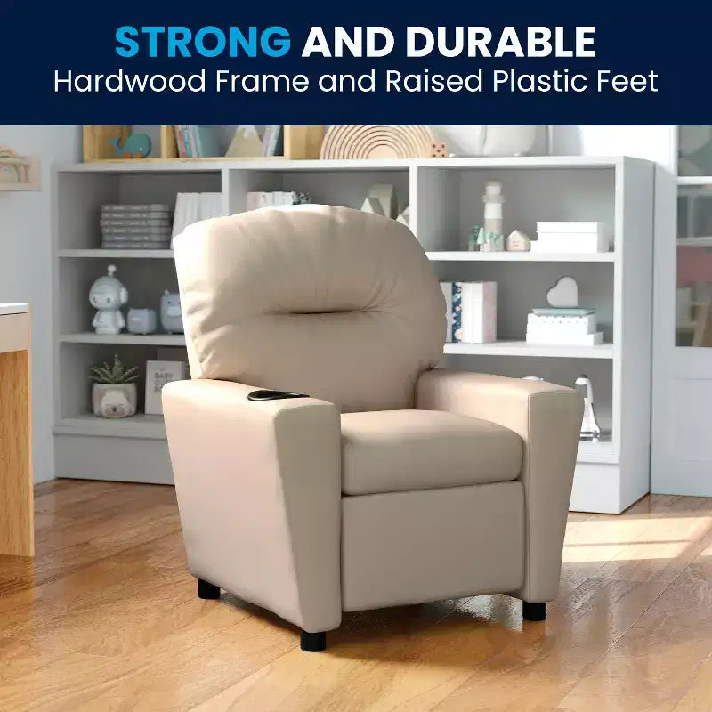 Fauteuil inclinable contemporain pour enfants Flash Furniture avec porte-gobelet