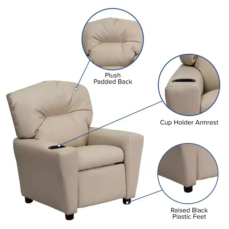 Fauteuil inclinable contemporain pour enfants Flash Furniture avec porte-gobelet
