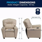Fauteuil inclinable contemporain pour enfants Flash Furniture avec porte-gobelet