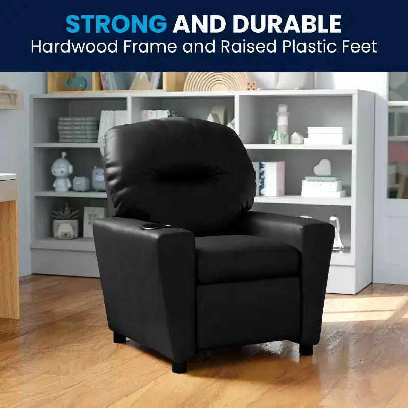 Fauteuil inclinable contemporain pour enfants Flash Furniture avec porte-gobelet