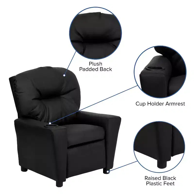 Fauteuil inclinable contemporain pour enfants Flash Furniture avec porte-gobelet