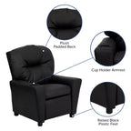 Fauteuil inclinable contemporain pour enfants Flash Furniture avec porte-gobelet