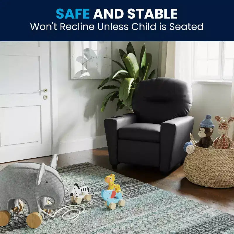 Fauteuil inclinable contemporain pour enfants Flash Furniture avec porte-gobelet
