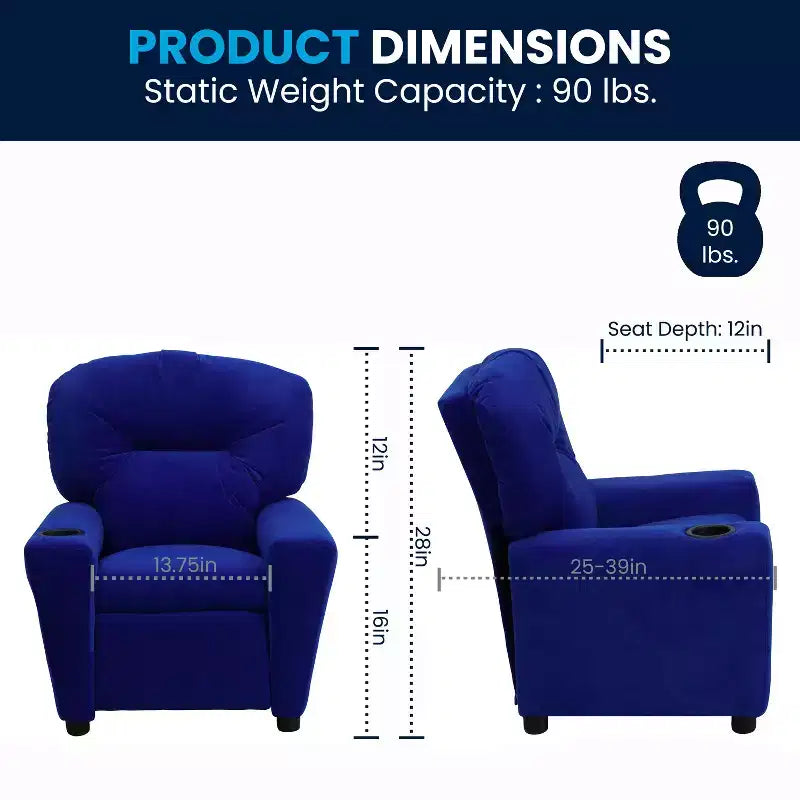 Fauteuil inclinable contemporain pour enfants Flash Furniture avec porte-gobelet