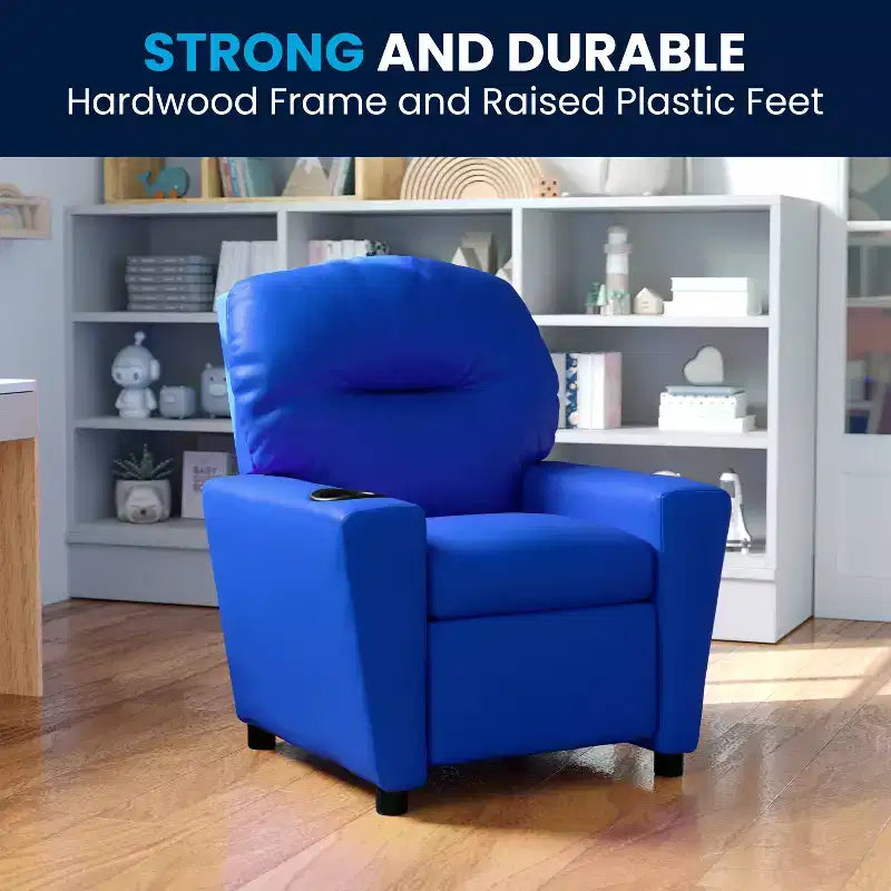 Fauteuil inclinable contemporain pour enfants Flash Furniture avec porte-gobelet
