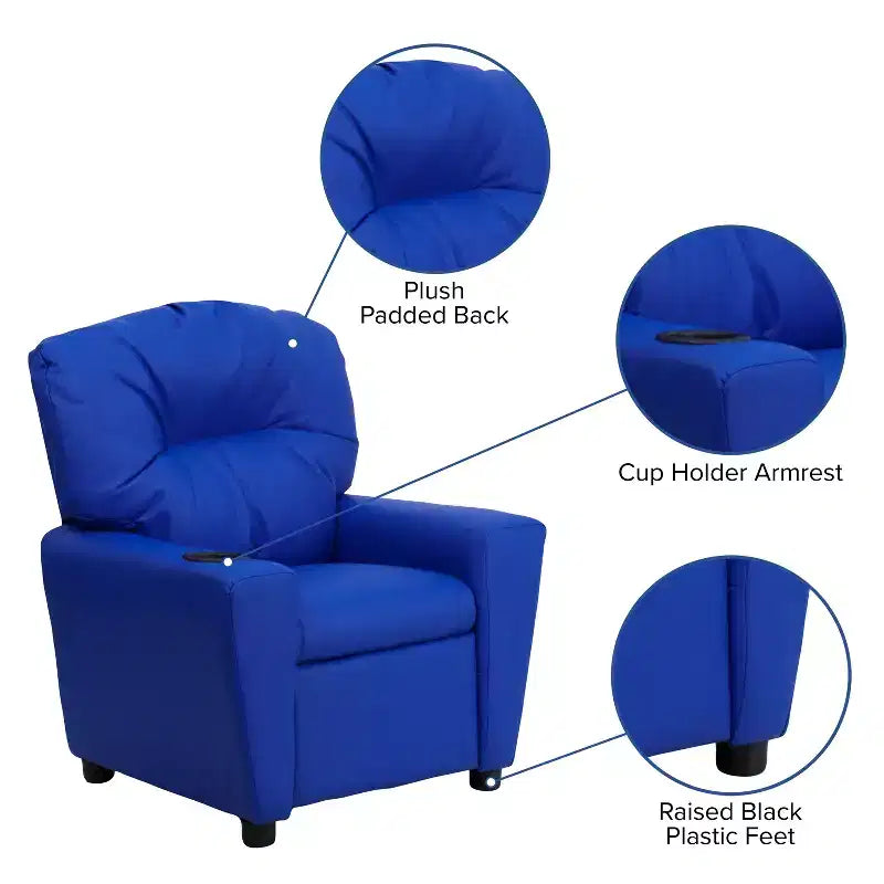Fauteuil inclinable contemporain pour enfants Flash Furniture avec porte-gobelet