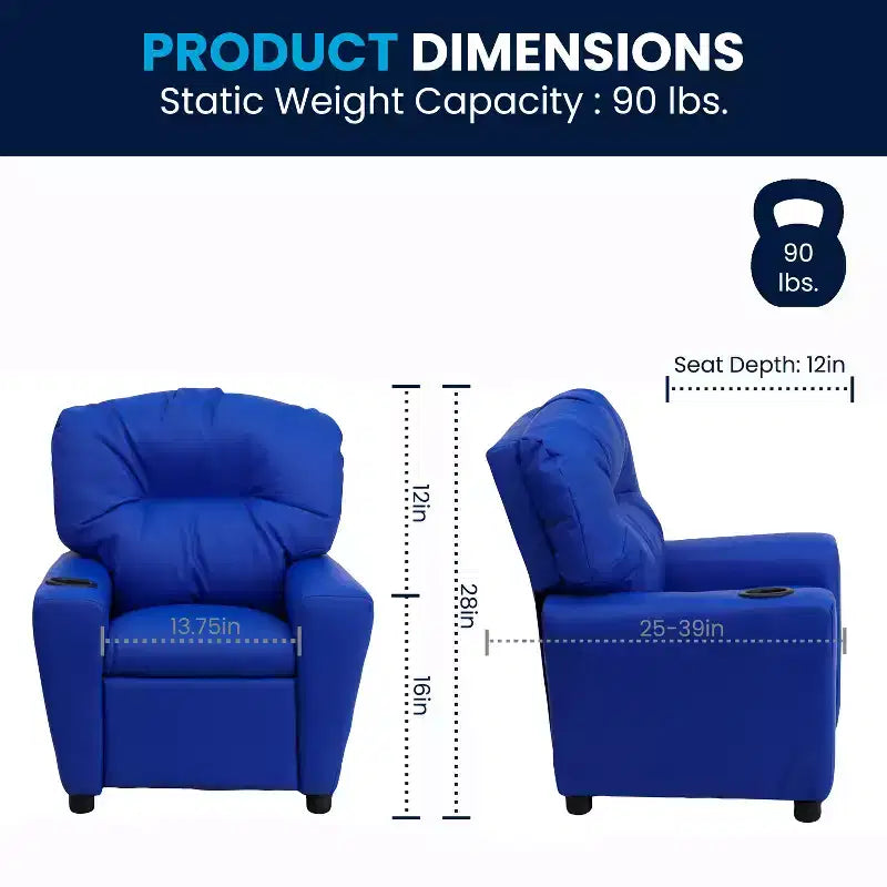 Fauteuil inclinable contemporain pour enfants Flash Furniture avec porte-gobelet