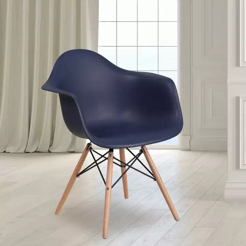 Flash Furniture Chaise en plastique Alonza avec accoudoirs et pieds en bois