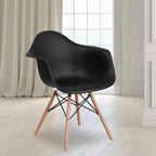 Flash Furniture Chaise en plastique Alonza avec accoudoirs et pieds en bois