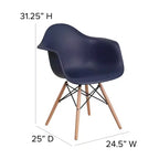 Flash Furniture Chaise en plastique Alonza avec accoudoirs et pieds en bois