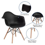 Flash Furniture Chaise en plastique Alonza avec accoudoirs et pieds en bois