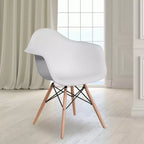 Flash Furniture Chaise en plastique Alonza avec accoudoirs et pieds en bois