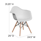Flash Furniture Chaise en plastique Alonza avec accoudoirs et pieds en bois