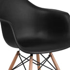Flash Furniture Chaise en plastique Alonza avec accoudoirs et pieds en bois