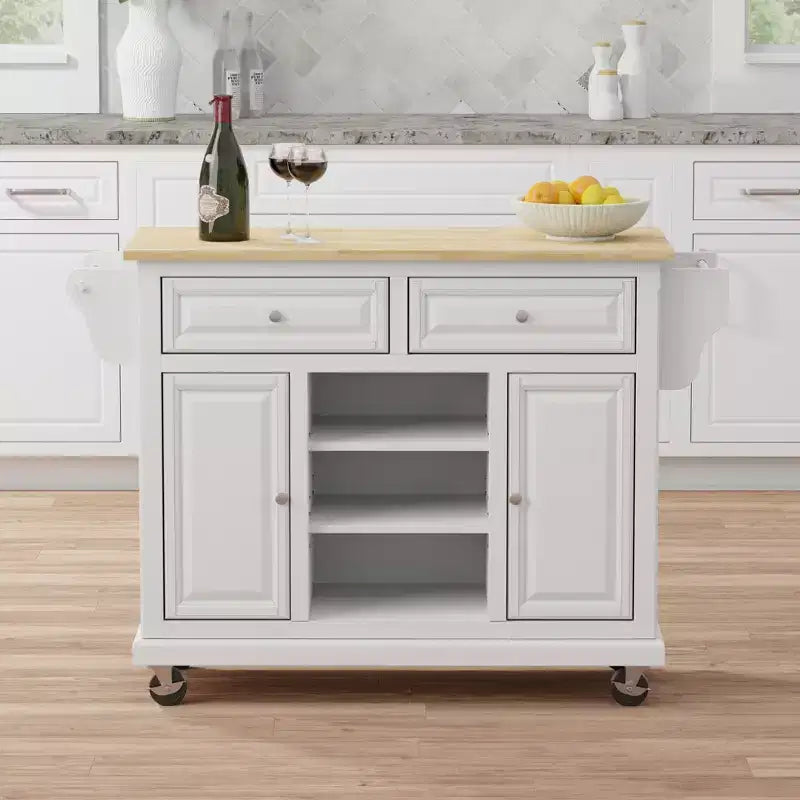 Glenwillow Home Kitchen Cart with Locking Casters
