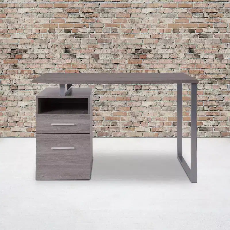 Bureau Emma et Oliver avec deux tiroirs et cadre en métal